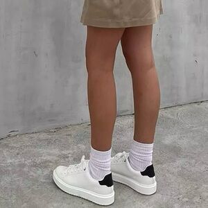Steve Madden White Platform Sneakers black heel